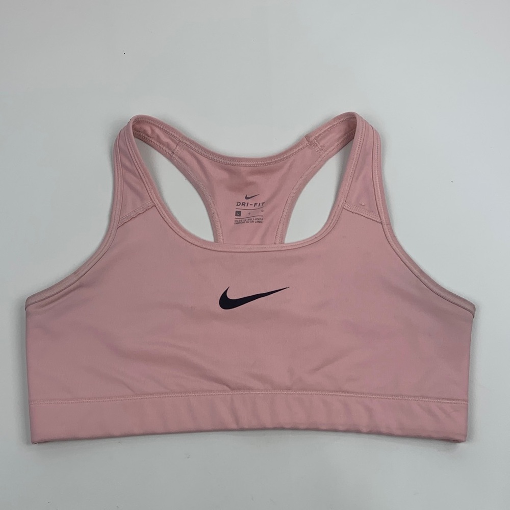 Nike Women's Blush Light Pink Sports Bra Size Large Racerback Dri-Fit
